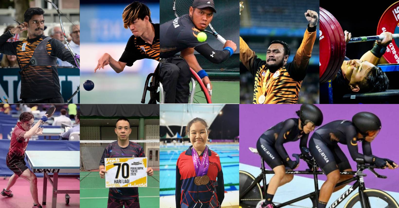 A composite photo of 10 of Malaysia's parathletes